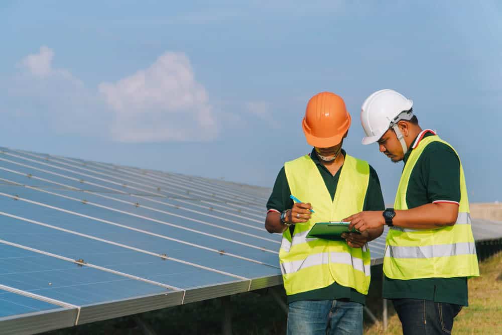 Inspecting solar panels after install