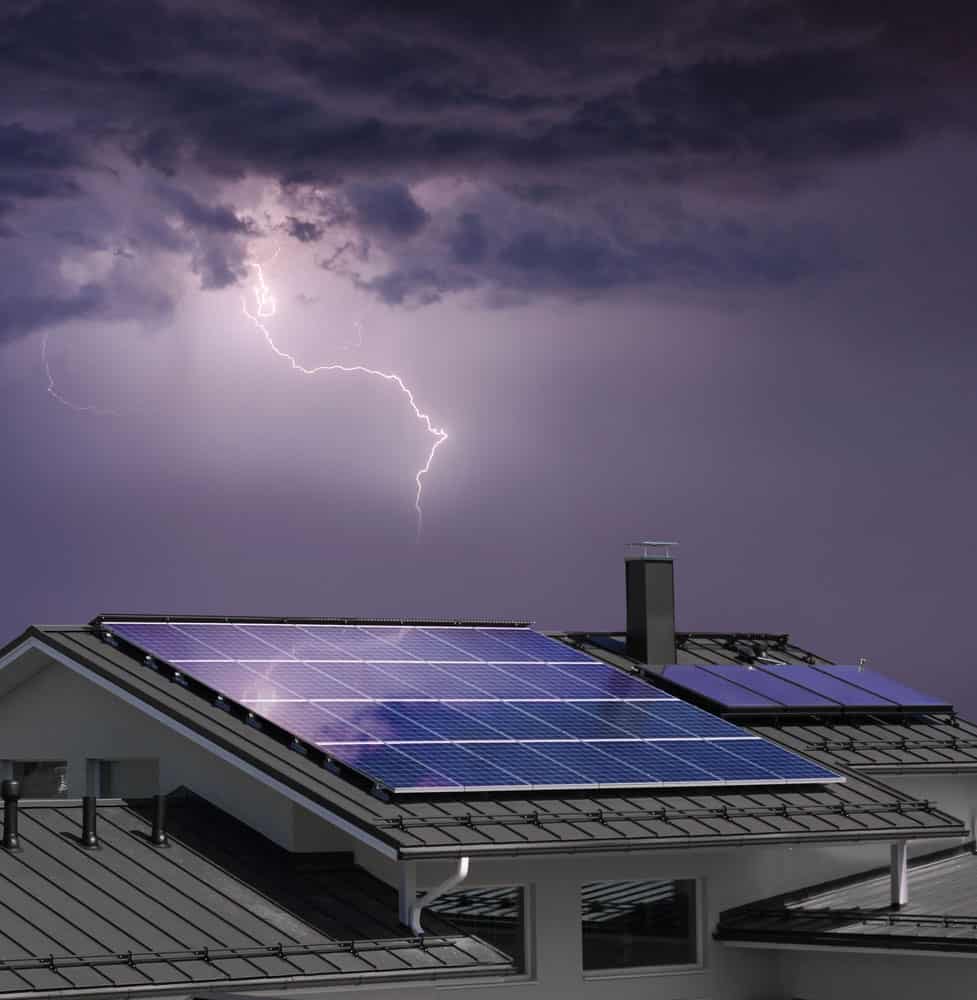 Solar panels in a lightning strike